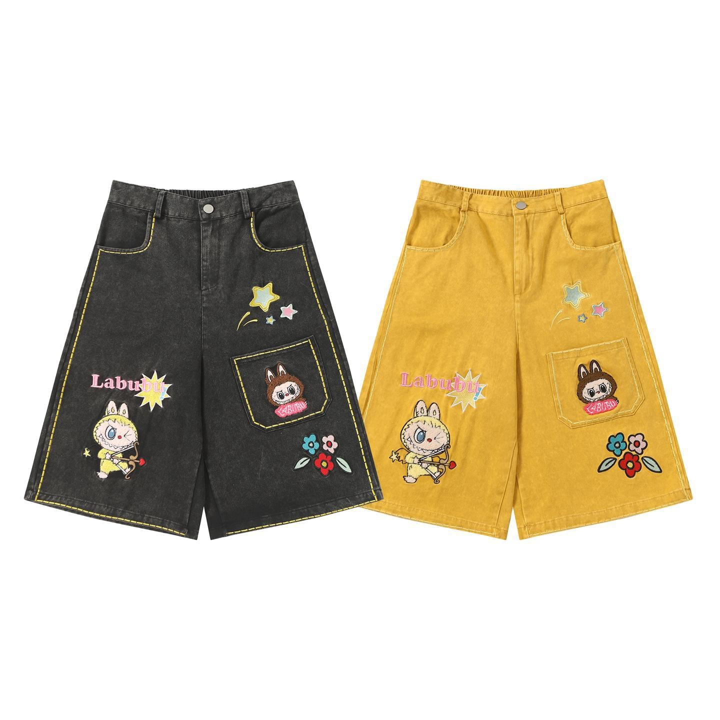 MilkMan Embroidered Denim Shorts