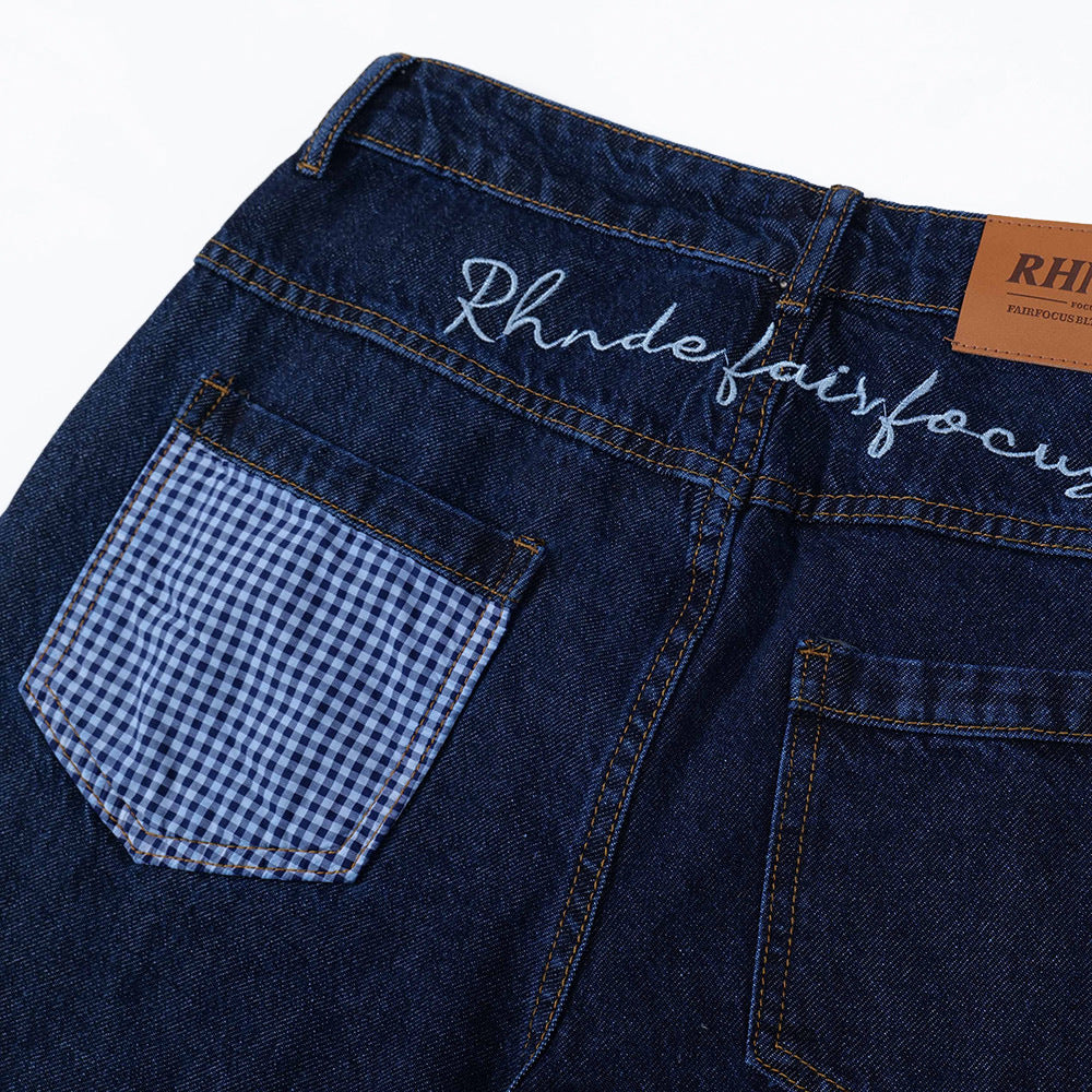 MilkMan Cuffed Plaid Jeans