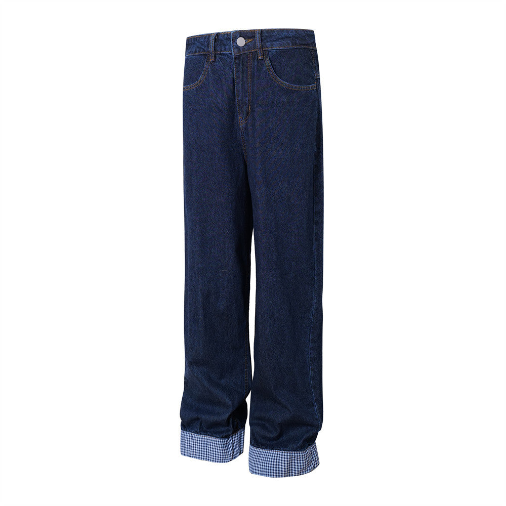 MilkMan Cuffed Plaid Jeans