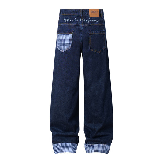 MilkMan Cuffed Plaid Jeans
