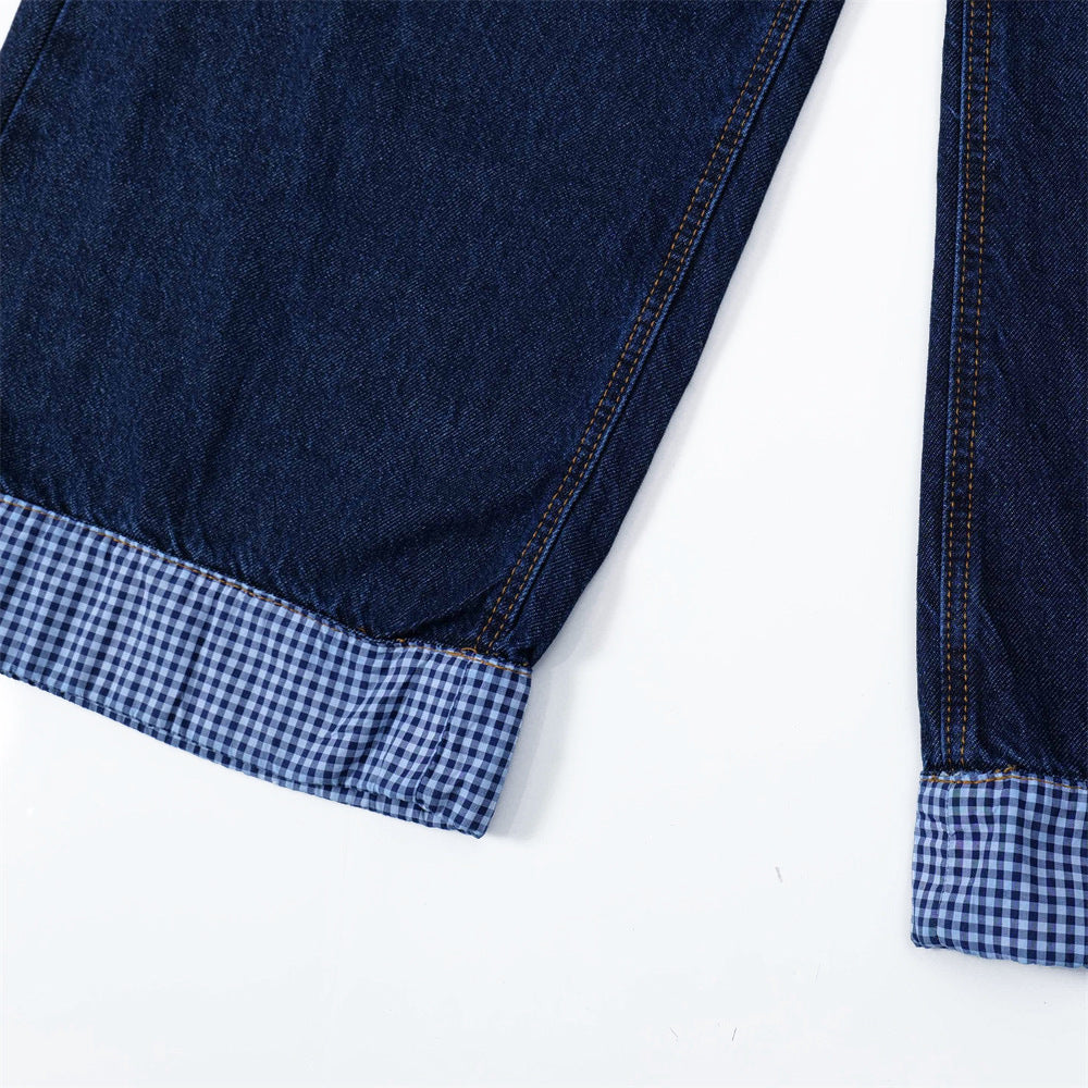 MilkMan Cuffed Plaid Jeans