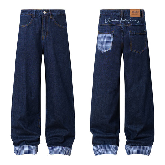 MilkMan Cuffed Plaid Jeans