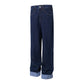 MilkMan Cuffed Plaid Jeans