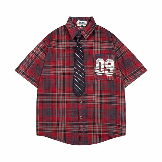 MilkMan Plaid Tie Shirt