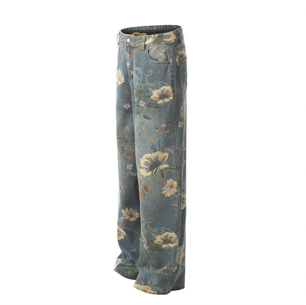 MilkMan Floral Wide Jeans