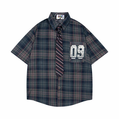 MilkMan Plaid Tie Shirt