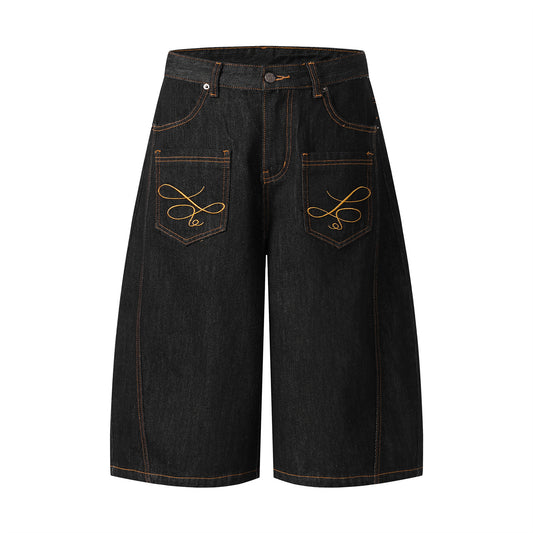 MilkMan Embroidered Denim Shorts