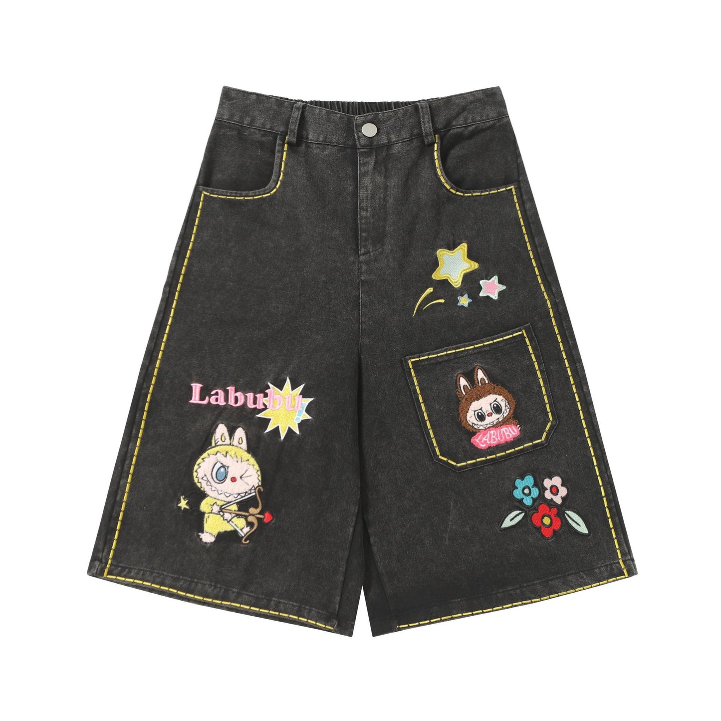 MilkMan Embroidered Denim Shorts