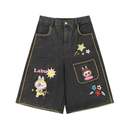 MilkMan Embroidered Denim Shorts