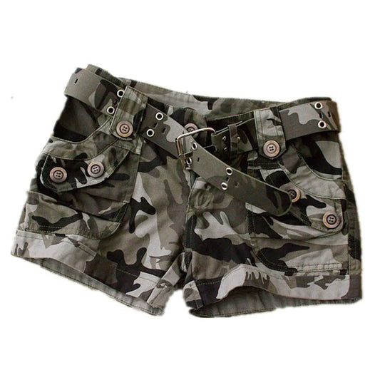 Short de Camouflage d'été pour femmes, pantalon militaire décontracté avec poches à fermeture éclair, grande taille 4XL, Mini short en coton ajusté