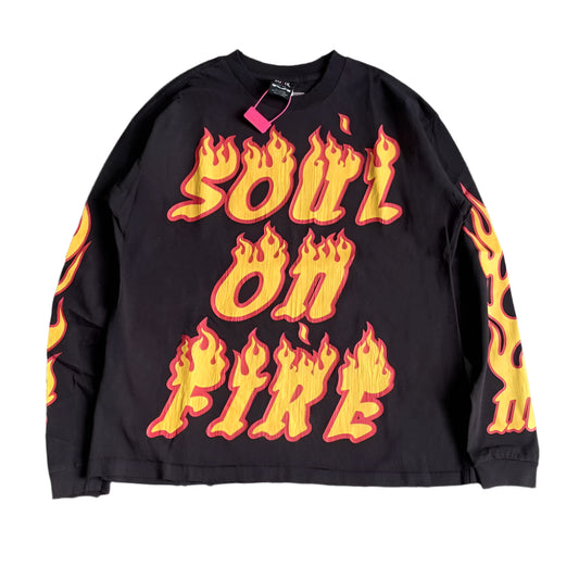 MilkMan Oversized Flame Print Long Sleeve