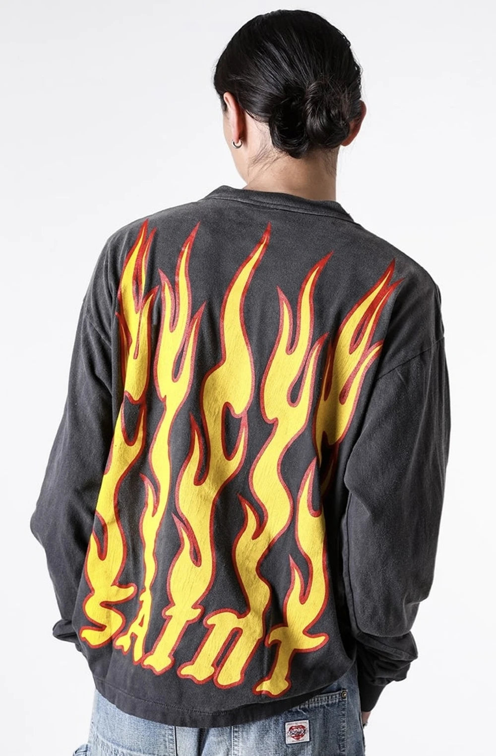 MilkMan Oversized Flame Print Long Sleeve