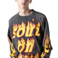 MilkMan Oversized Flame Print Long Sleeve