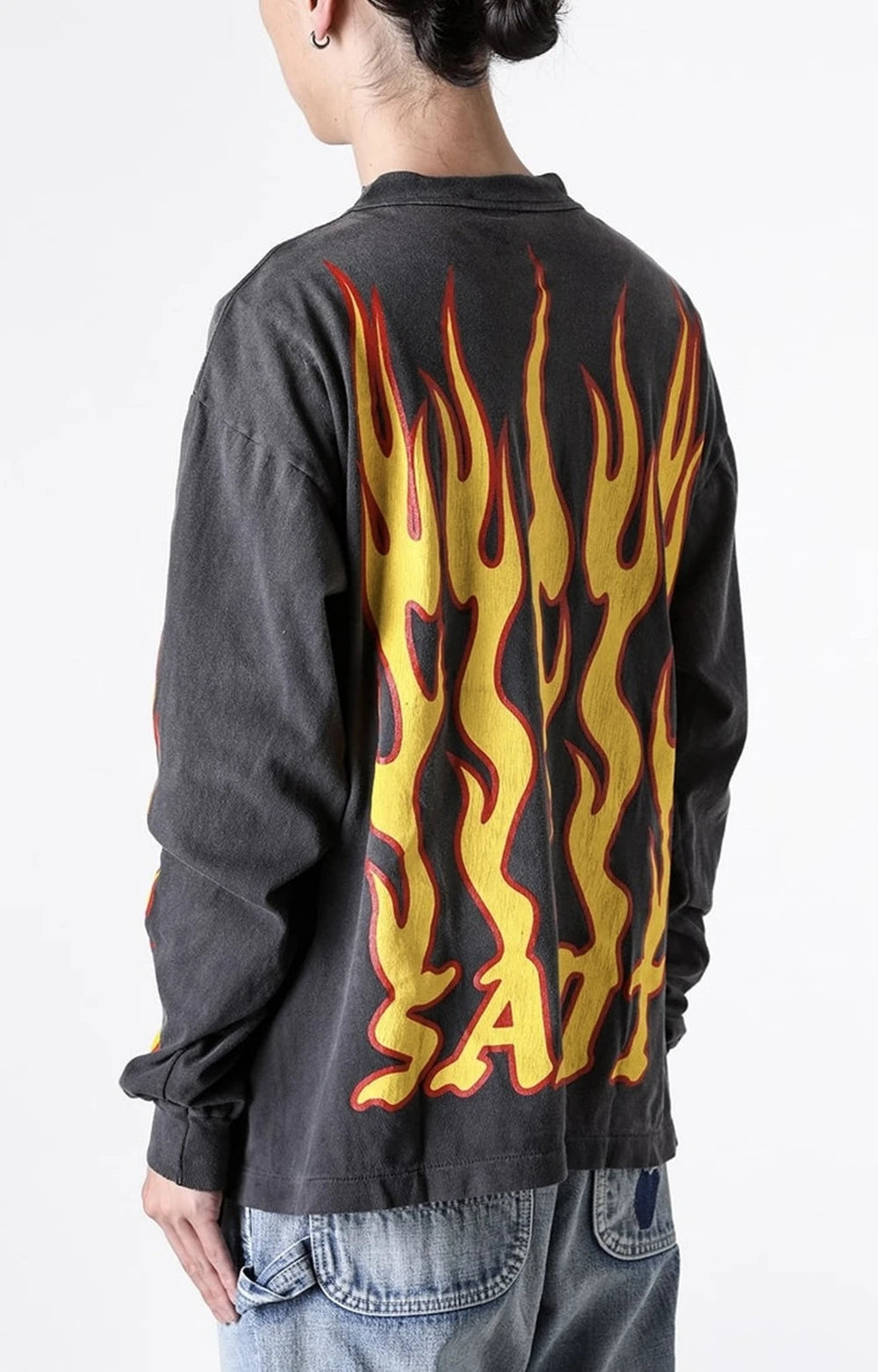 MilkMan Oversized Flame Print Long Sleeve